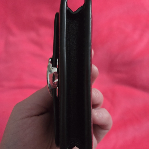 Coach Black Leather Card Holder with Silver Logo - Picture 10 of 12